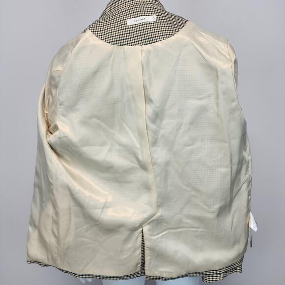 Mod Ref Checkered Blazer Lady Jacket Size S Beige Double Breast Boxy Academia - Picture 11 of 16